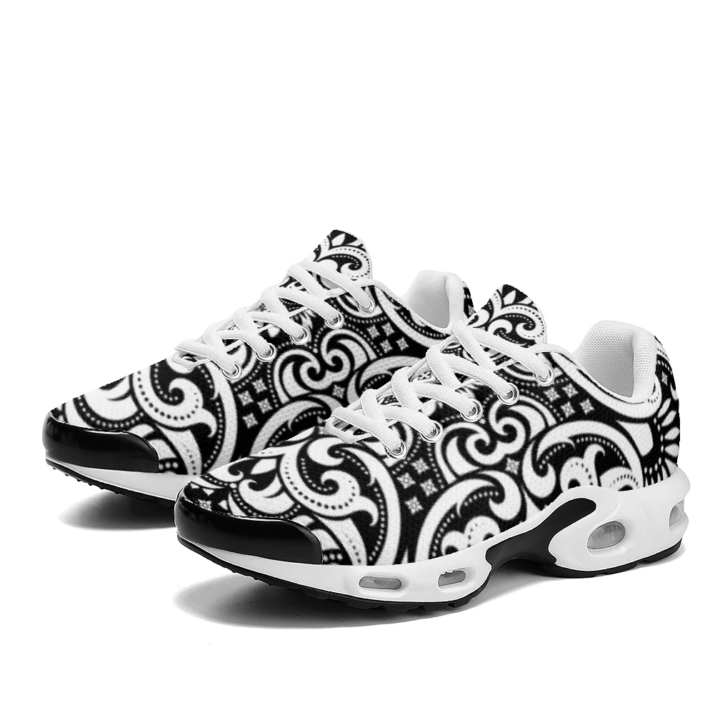 ポーランド風の黒と白のストライプ柄カジュアルエアクッションシ - Breathable Mesh Athletic Shoes のレビューと価格