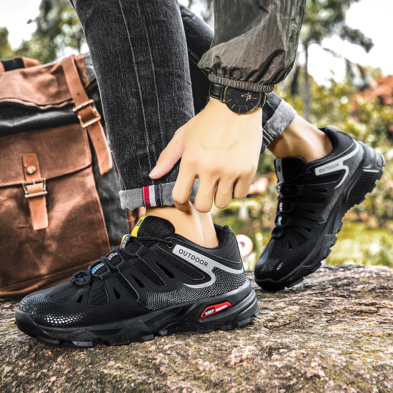 メンズ滑り止めハイキングシューズ,レースアップクライミングス - Anti Slip Trail Running Sneakers のレビューと価格